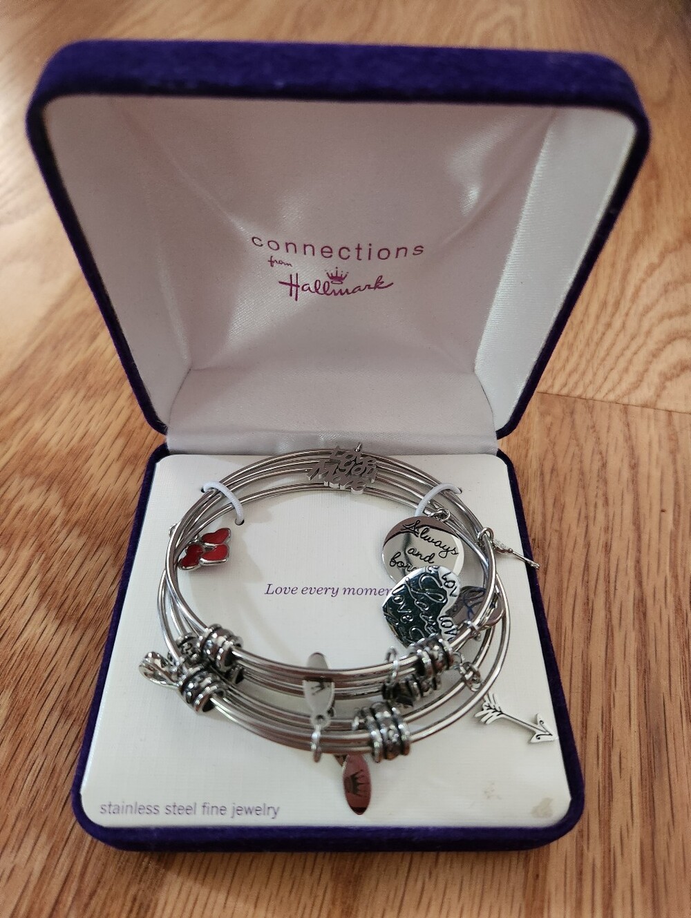 NIB Hallmark Silver-Tone Multi-Charm Stackable Bracelet